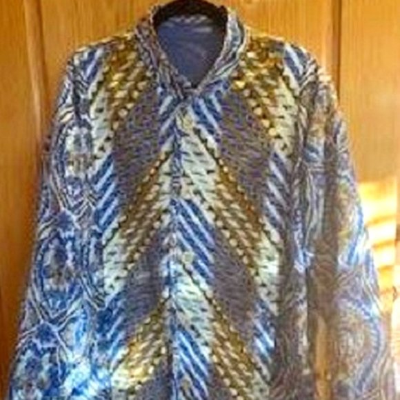 Women's Koos Of Course Reversible 100% Silk Lightweight Jacket Blue Sz: L - Picture 7 of 8